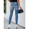 Kadın önü Düğmeli Eskitme Slim Fit Kot Pantolon - 110885 Kadın önü Düğmeli Eskitme Slim Fit Kot Pantolon - 110885