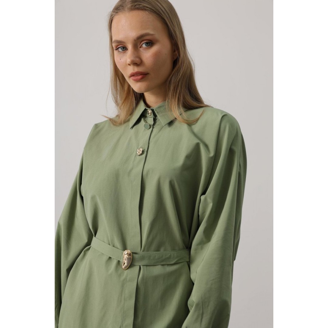 Kuşak Detaylı Tunik Gömlek - Haki 163716 Kuşak Detaylı Tunik Gömlek - Haki 163716