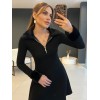 Kadın Uzun Kollu Yaka Ve Manşetleri Peluş Detay Fermuar Dekolteli Mini Elbise - 134114 Kadın Uzun Kollu Yaka Ve Manşetleri Peluş Detay Fermuar Dekolteli Mini Elbise - 134114