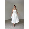Beyaz Beli Kemerli Pileli Elbise - 153839 Beyaz Beli Kemerli Pileli Elbise - 153839