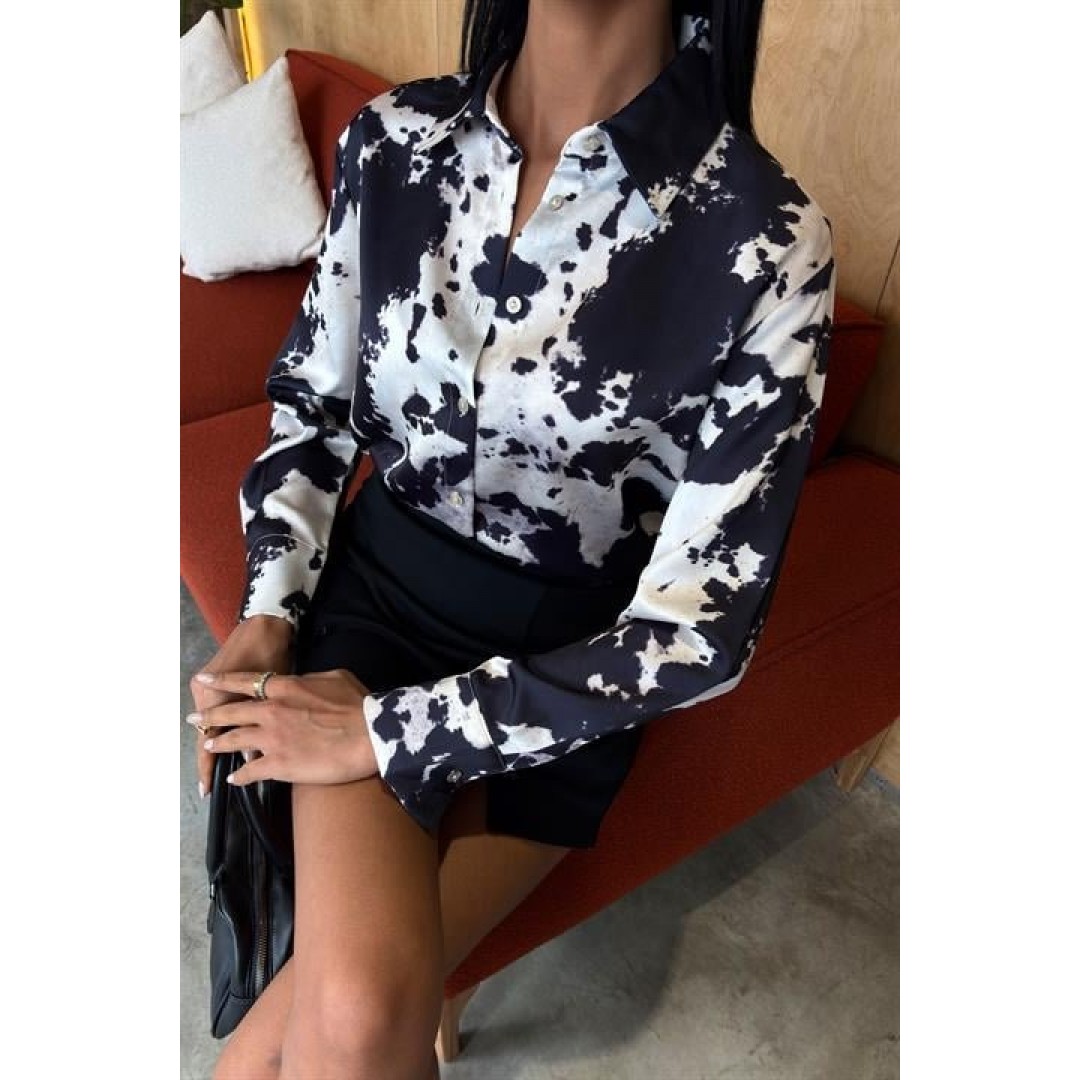 Batik Desenli Chanel Saten Gömlek 3467 - 159109 Batik Desenli Chanel Saten Gömlek 3467 - 159109