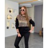 Kadın üç Iplik şardonlu Kumaş Leopar Desenli Bluz - 137433 Kadın üç Iplik şardonlu Kumaş Leopar Desenli Bluz - 137433