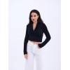 42531 TRİKO SİMLİ YAKALI CROP-SİYAH 144096