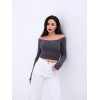 42241 TRİKO KAYIK YAKA CROP-ANTRASİT 143847