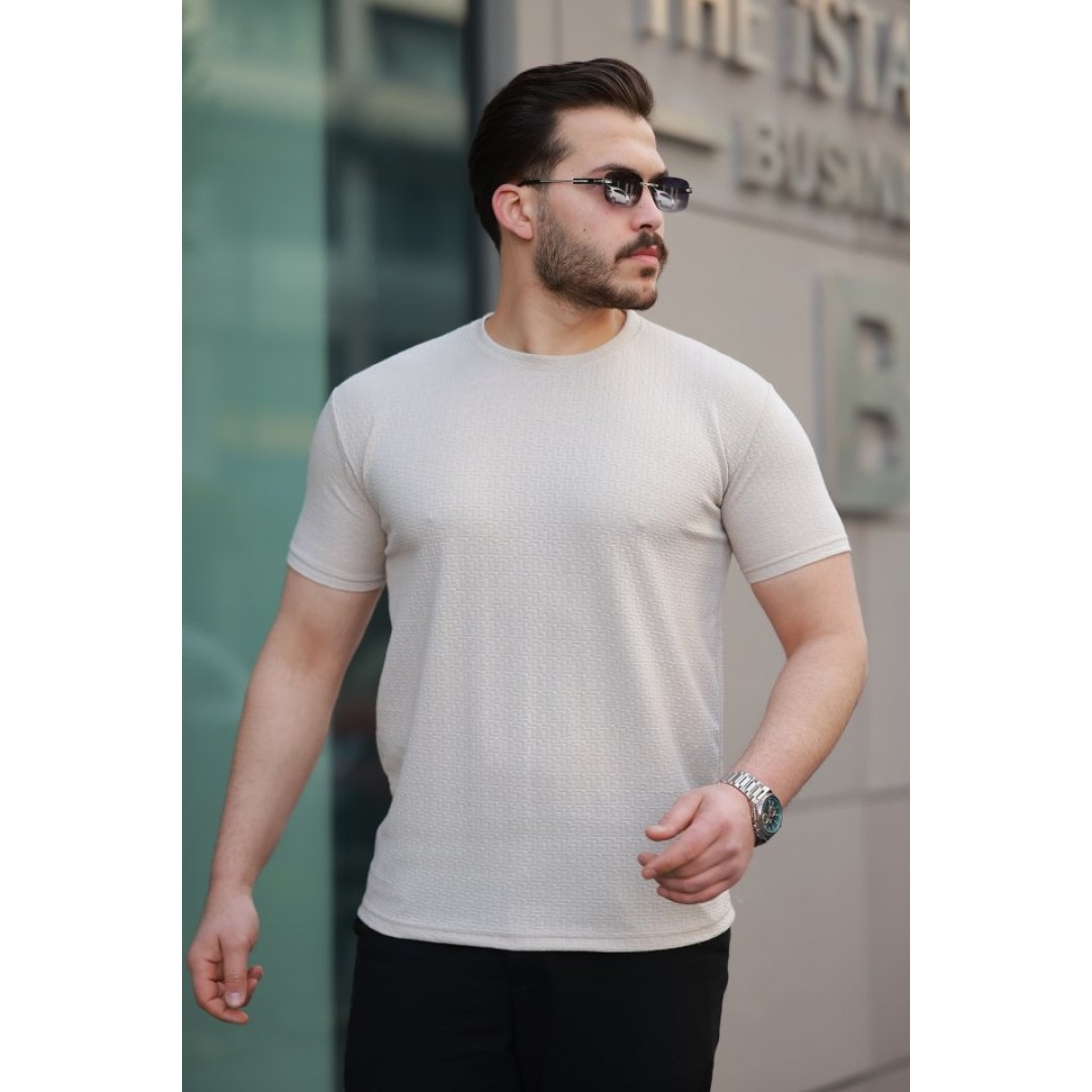 Erkek Kısa Kollu Zigzag Desenli T-shirt - 157300 Erkek Kısa Kollu Zigzag Desenli T-shirt - 157300