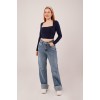 Kare Yaka Basic Lacivert Bluz - 147547 Kare Yaka Basic Lacivert Bluz - 147547