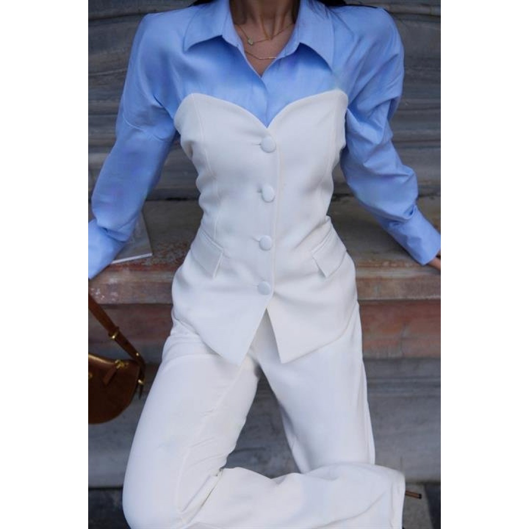 Saten Detaylı Büstiyer Pantolon Takım 10024 158476 Saten Detaylı Büstiyer Pantolon Takım 10024 158476