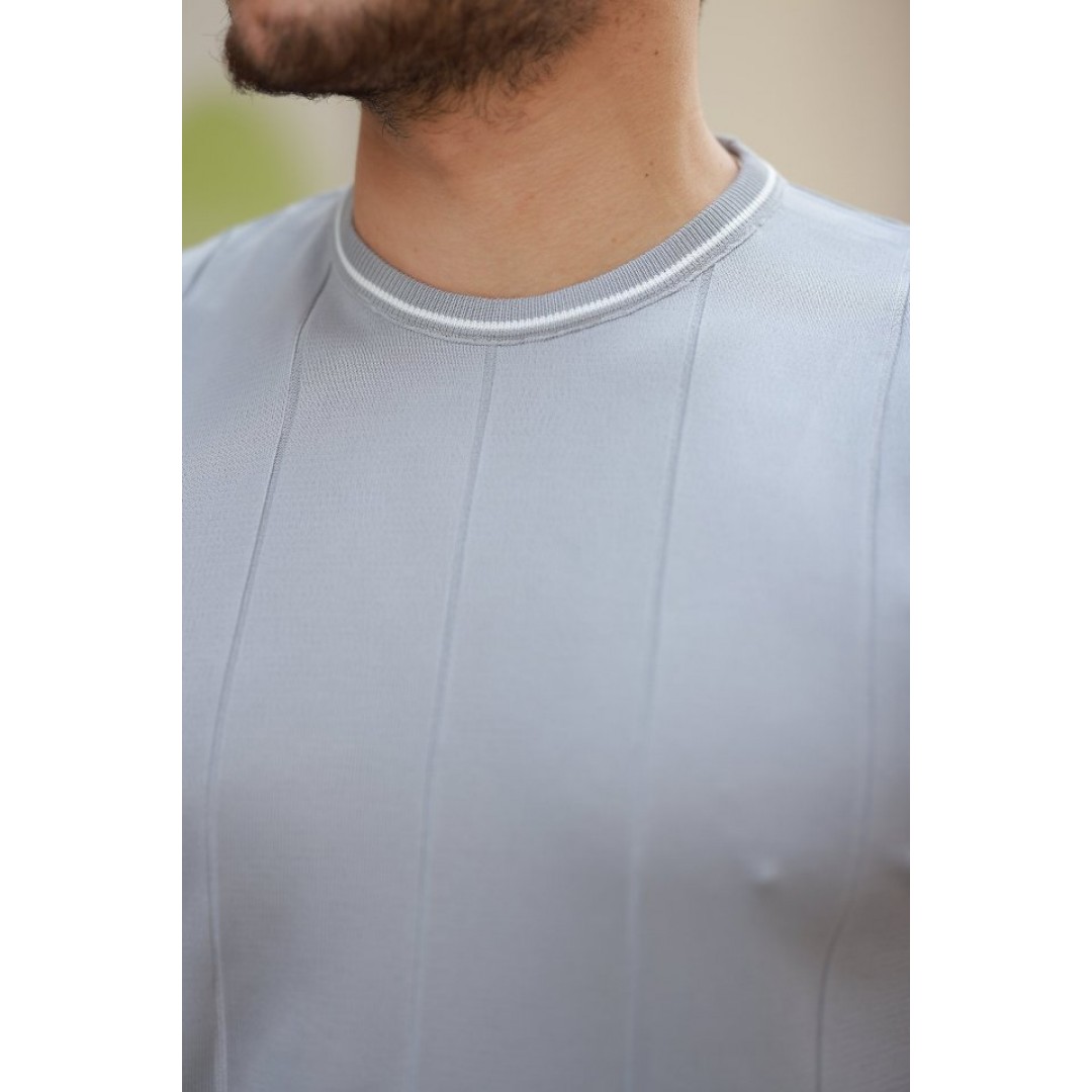 Erkek Bisiklet Yaka çizgi Desenli Ribanalı Kısa Kollu Tshirt - 159128 Erkek Bisiklet Yaka çizgi Desenli Ribanalı Kısa Kollu Tshirt - 159128