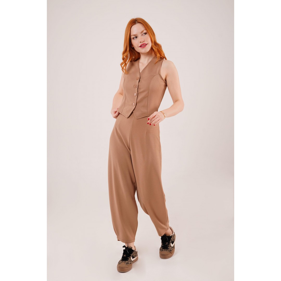 Önü Düğmeli Camel Yelek 147527 Önü Düğmeli Camel Yelek 147527