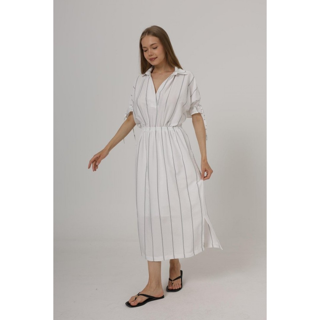 Beli Lastikli Elbise - Beyaz - 162579 Beli Lastikli Elbise - Beyaz - 162579
