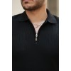 Erkek Fermuarlı Yakalı Kısa Kollu Tshirt - 159165