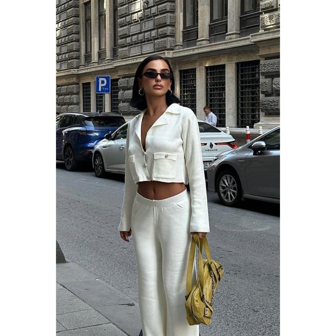 Nancy Kruveze Yaka Crop Takım 9954 - 25 155856 Nancy Kruveze Yaka Crop Takım 9954 - 25 155856