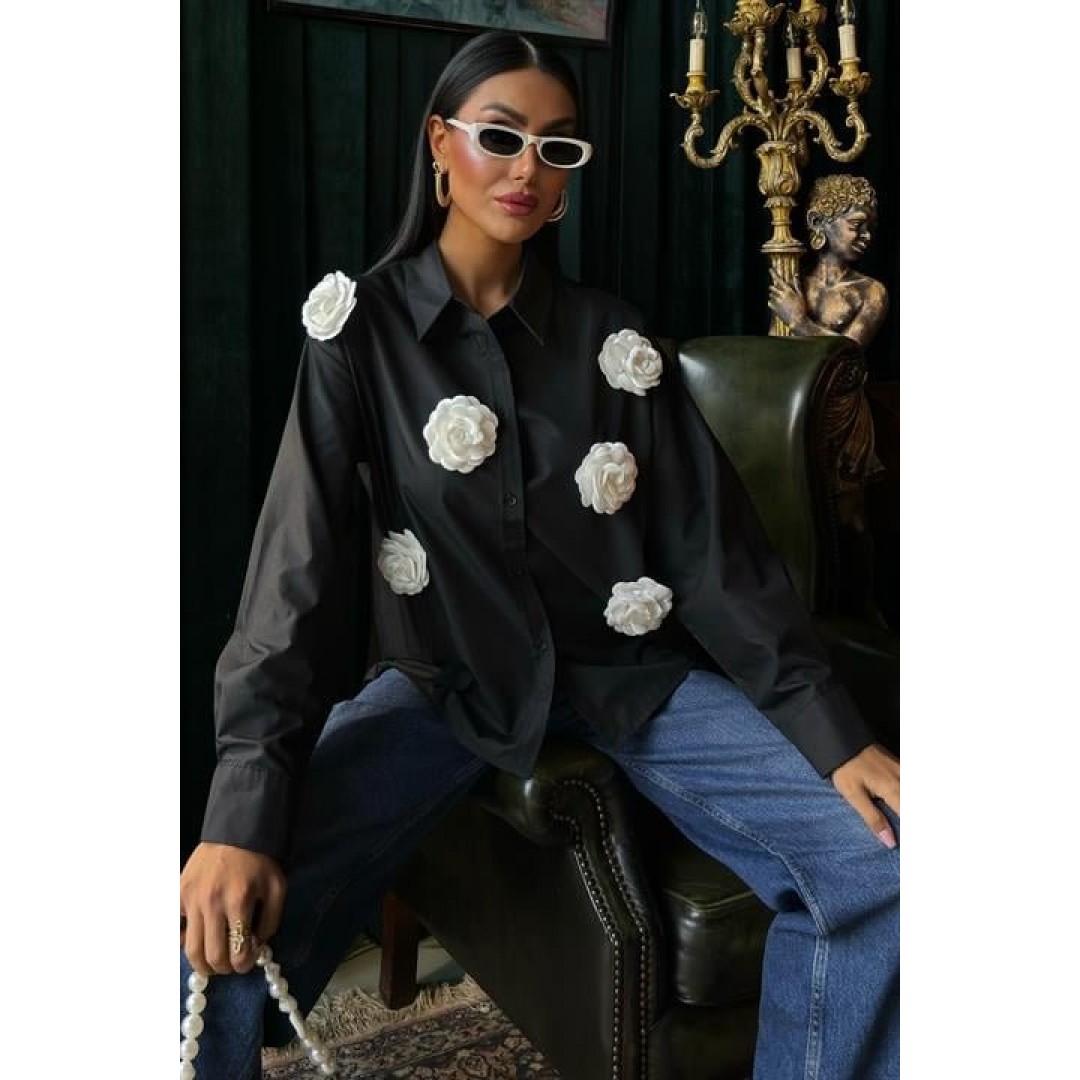 Gül Aksesuarlı Poplin Gömlek 3442 158806 Gül Aksesuarlı Poplin Gömlek 3442 158806