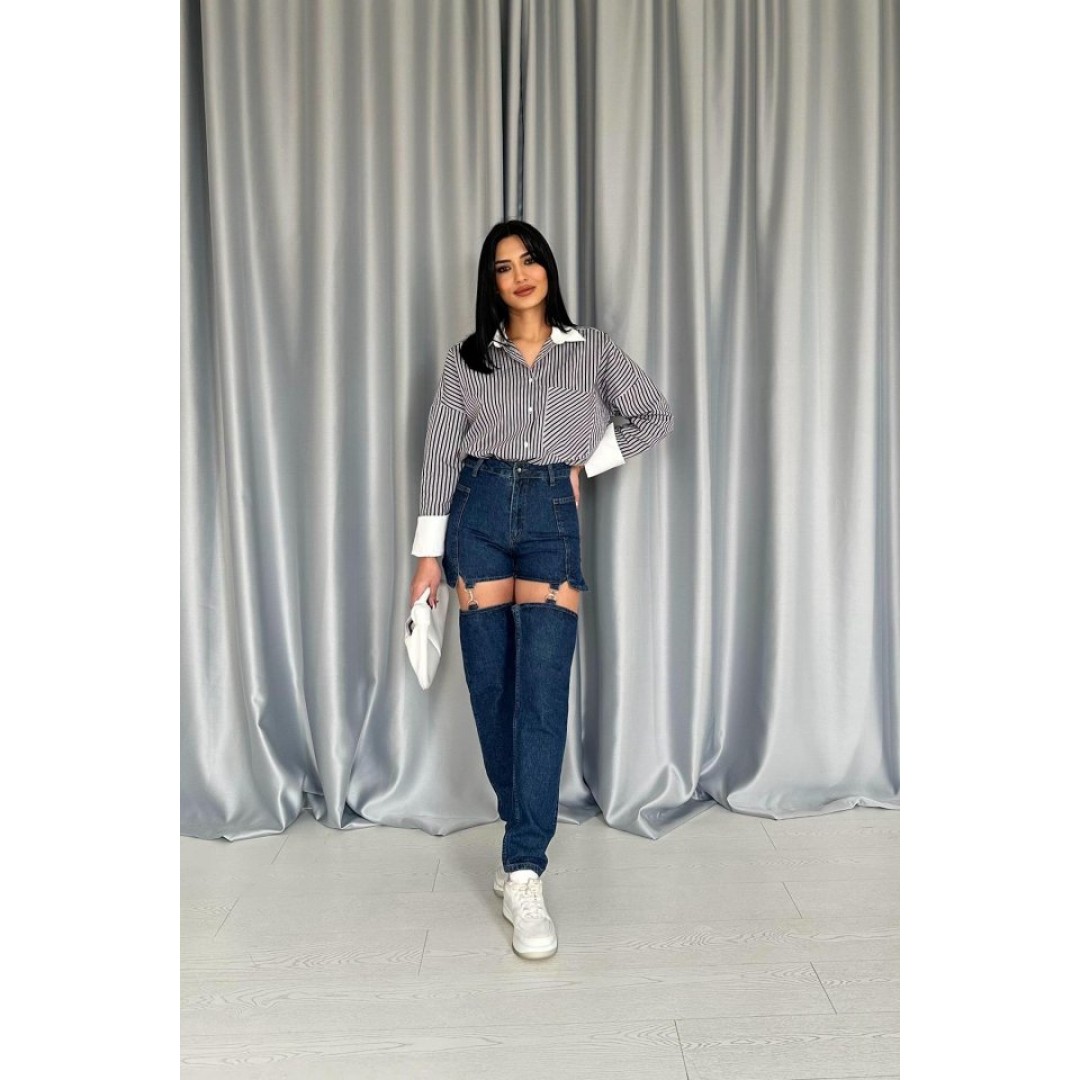 Mavi Askılı İki Parça Jeans Pantolon 148300 Mavi Askılı İki Parça Jeans Pantolon 148300