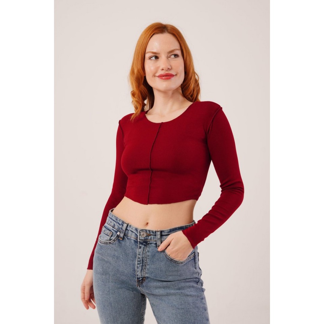 Ters Dikişli Basic Bordo Body Bluz 148083 Ters Dikişli Basic Bordo Body Bluz 148083