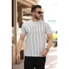 Erkek Dikey çizgili Ottoman Kumaş Kısa Kollu T-shirt 162321 Erkek Dikey çizgili Ottoman Kumaş Kısa Kollu T-shirt 162321