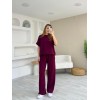 Kadın Modal Kumaş V Yaka Tişört Ve Bol Kesim Pantolon Ikili Takım - 158216 Kadın Modal Kumaş V Yaka Tişört Ve Bol Kesim Pantolon Ikili Takım - 158216