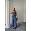 TENCEL CROP ASKILI BLUZ - ŞALVAR PANTOLON TK - İndigo - 161866 TENCEL CROP ASKILI BLUZ - ŞALVAR PANTOLON TK - İndigo - 161866
