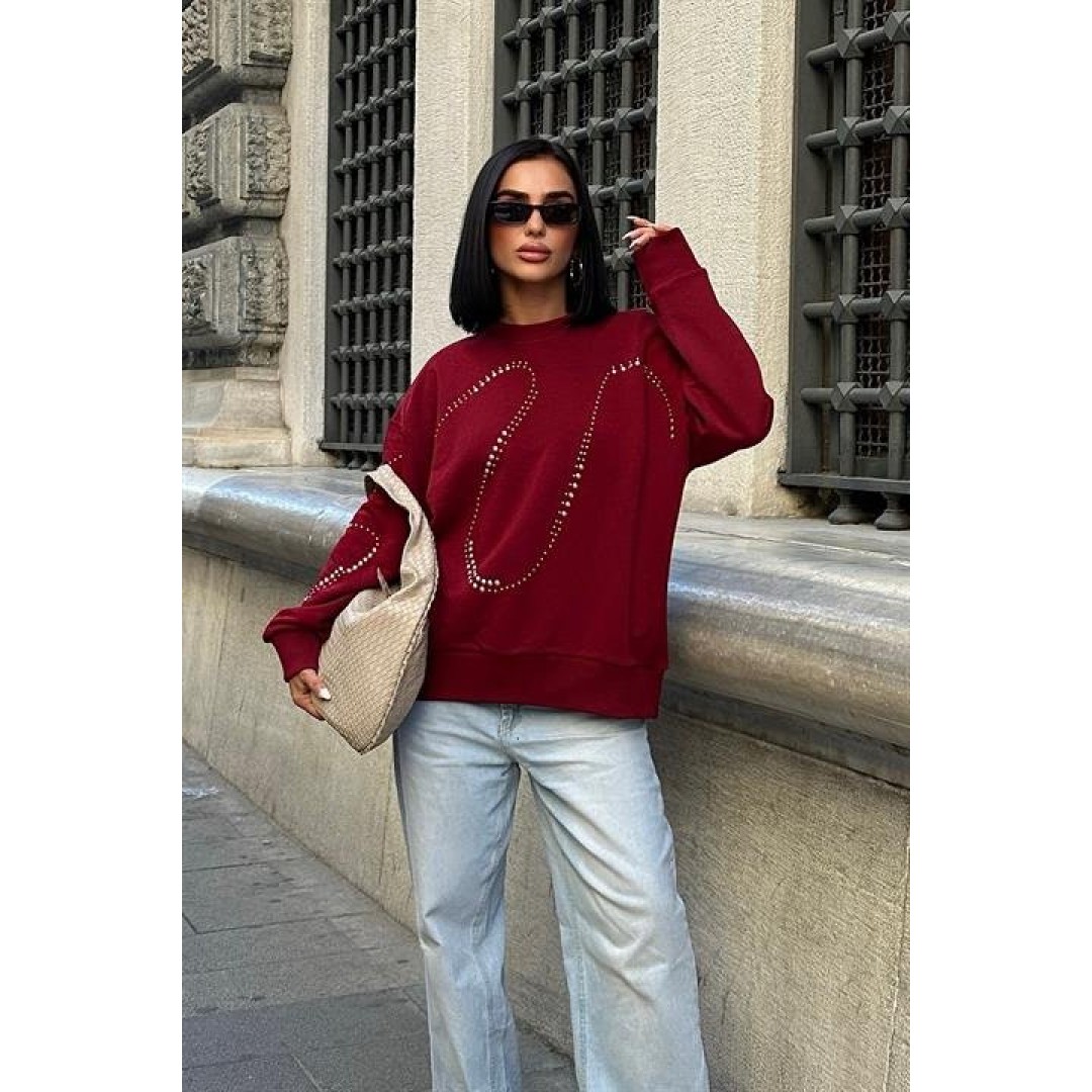Gümüş Taşlı Sweatshirt 8052 158384