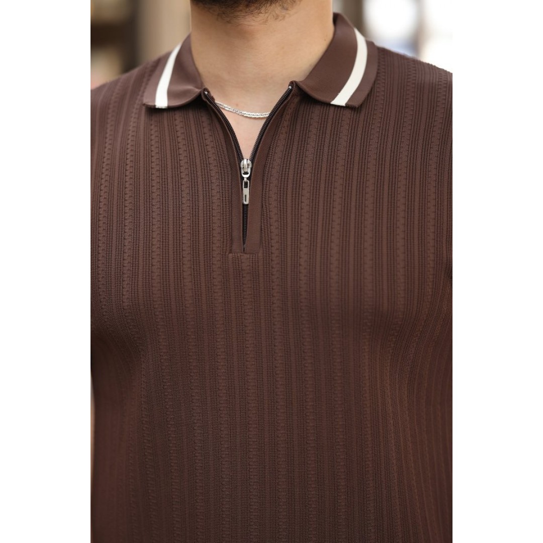 Erkek Yaka Ve Kolları çizgi Detaylı Fermuarlı Kısa Kollu T-shirt 162309 Erkek Yaka Ve Kolları çizgi Detaylı Fermuarlı Kısa Kollu T-shirt 162309