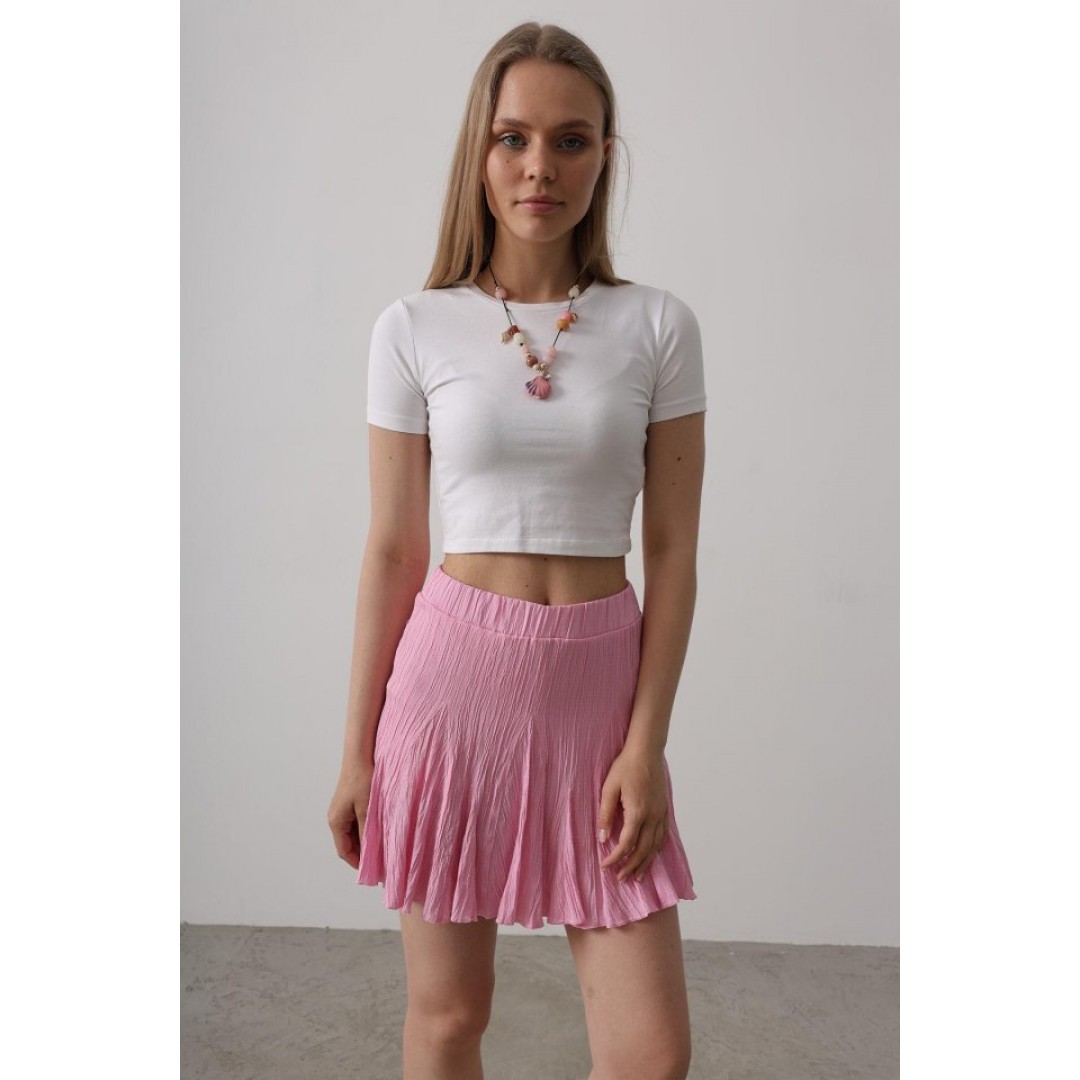 Beli Lastikli Mini Etek - Pembe 160650 Beli Lastikli Mini Etek - Pembe 160650