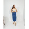 6900 SLIPPED MIDI SKIRT-MAVİ 143321