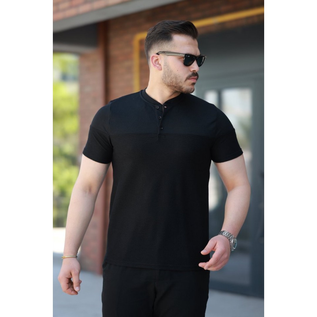 Erkek Hakim Yakalı Kısa Kollu Pamuklu T-shirt