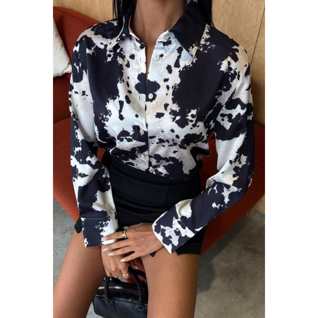Batik Desenli Chanel Saten Gömlek 3467 - 159109 Batik Desenli Chanel Saten Gömlek 3467 - 159109