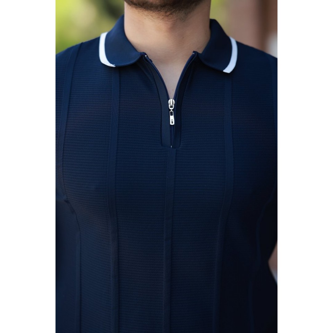 Erkek Yakalı Fermuarlı Kısa Kollu T-shirt 161508 Erkek Yakalı Fermuarlı Kısa Kollu T-shirt 161508