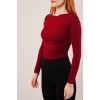 Yaka Detay Uzun Kollu Basic Bordo Bluz 147414 Yaka Detay Uzun Kollu Basic Bordo Bluz 147414