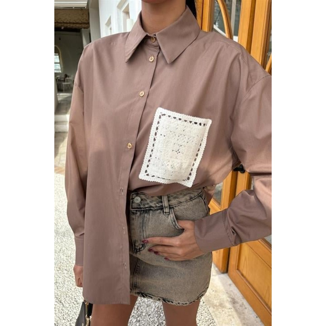 Süzine Cepli Arkası Yırtmaçlı Oversize Gömlek 3420 158761 Süzine Cepli Arkası Yırtmaçlı Oversize Gömlek 3420 158761