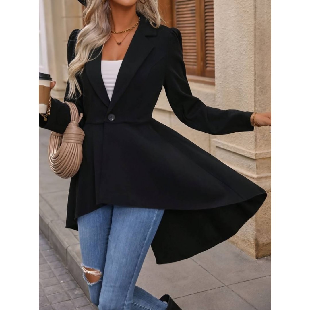 Kadın Uzun Kollu Yakalı önden Düğmeli Uzun Atlas Blazer Ceket 134694 Kadın Uzun Kollu Yakalı önden Düğmeli Uzun Atlas Blazer Ceket 134694