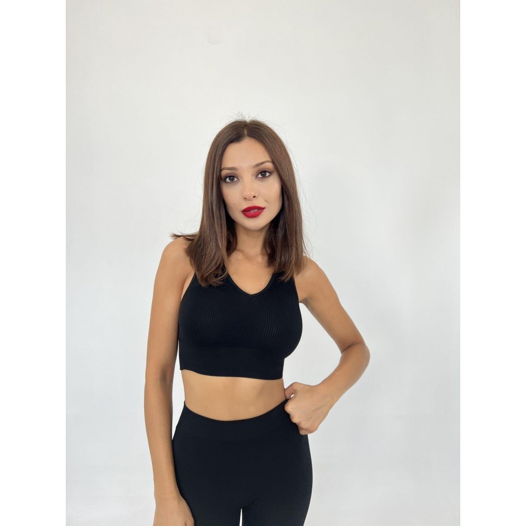 15543 RİPLİ V YAKA BRA-SİYAH 142816
