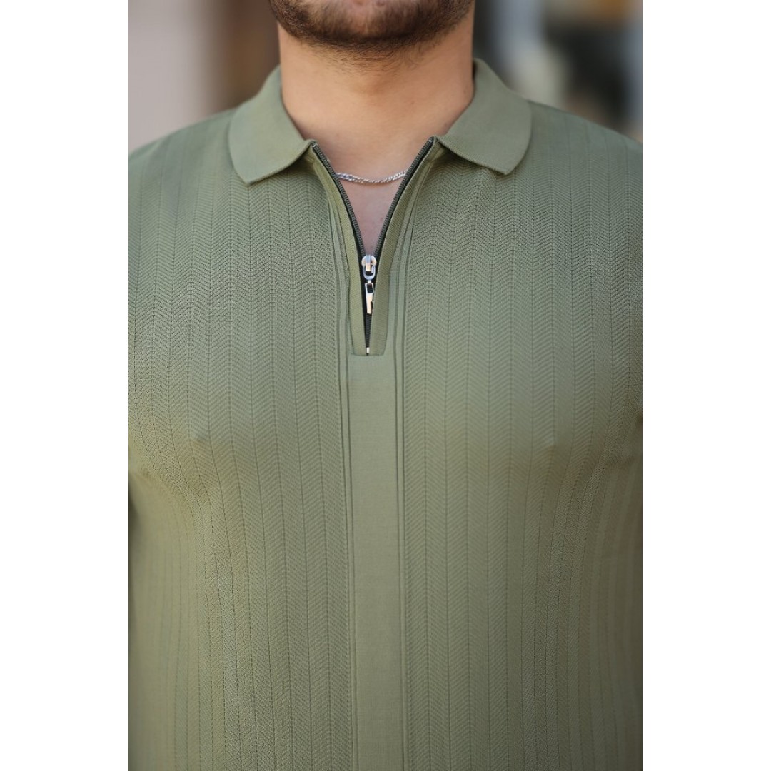 Erkek Yakası Fermuarlı Kısa Kollu T-shirt 161262 Erkek Yakası Fermuarlı Kısa Kollu T-shirt 161262
