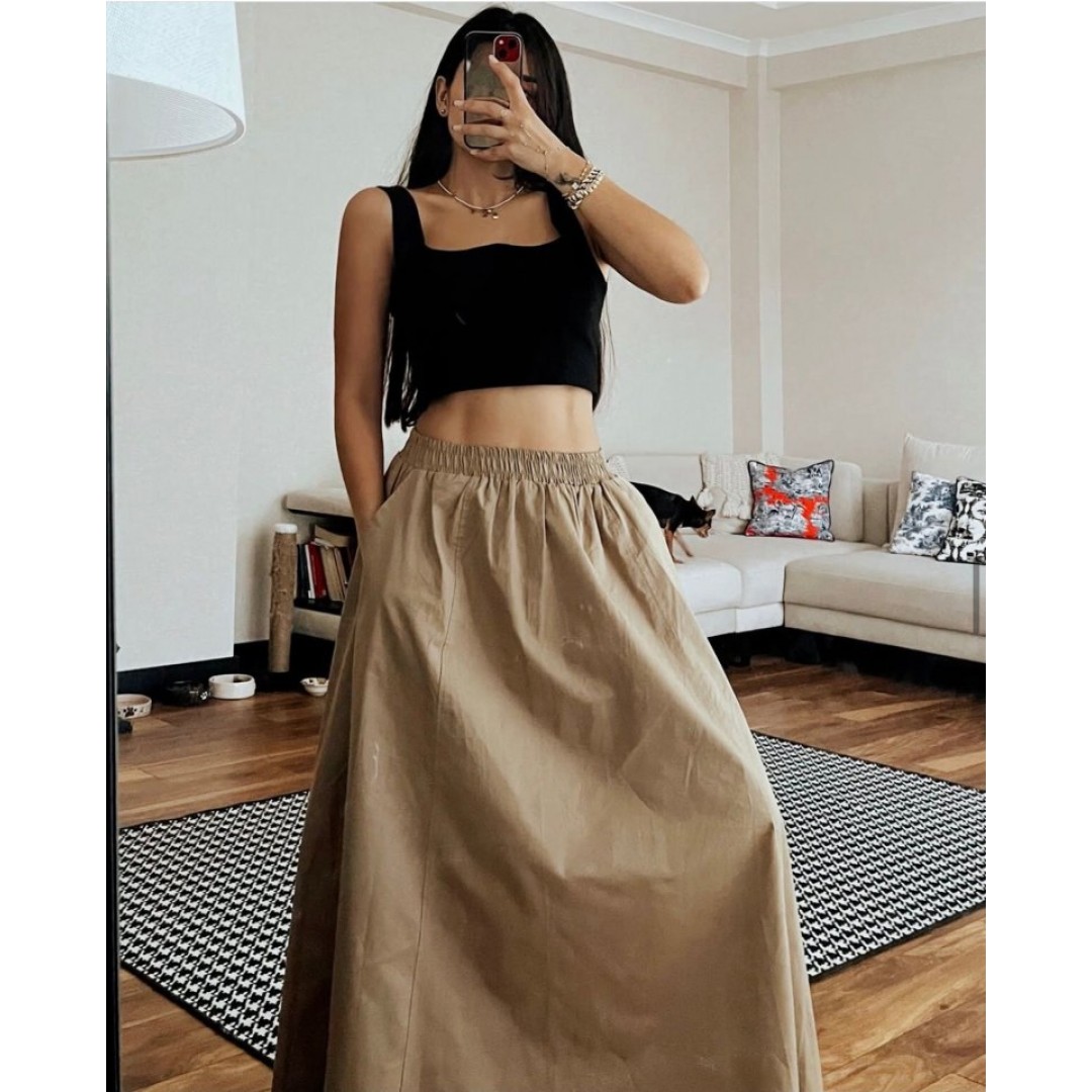 Elastik Belli Midi Etek 158127