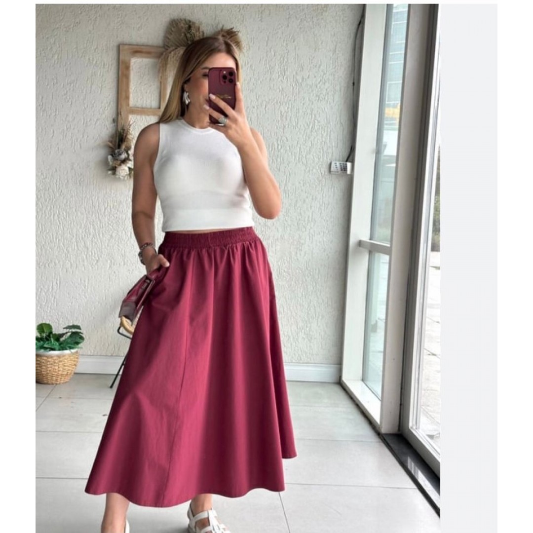 Elastik Belli Midi Etek 158129