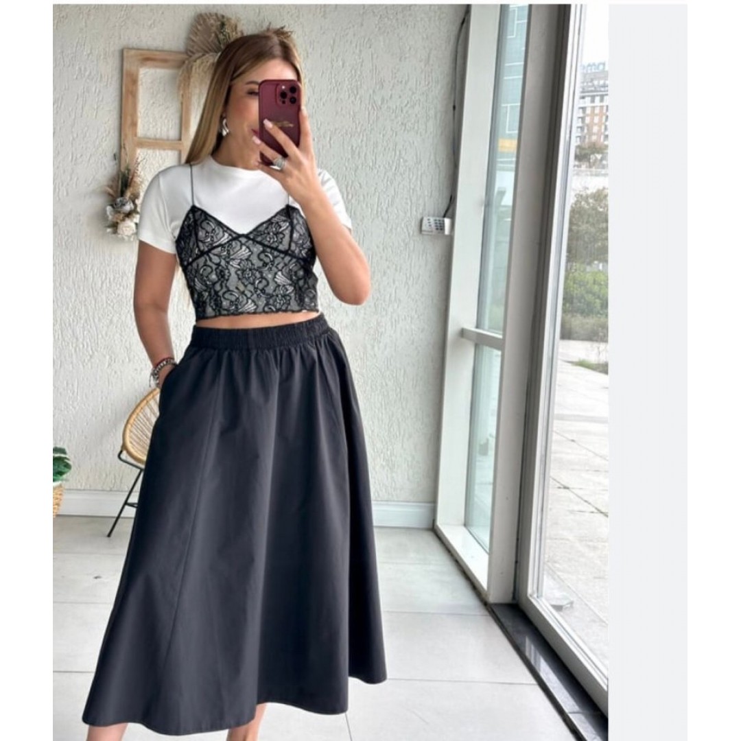 Elastik Belli Midi Etek 158130