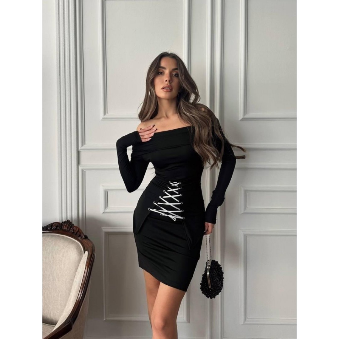 Bağcık Detaylı Straplez Elbise 158143 Bağcık Detaylı Straplez Elbise 158143
