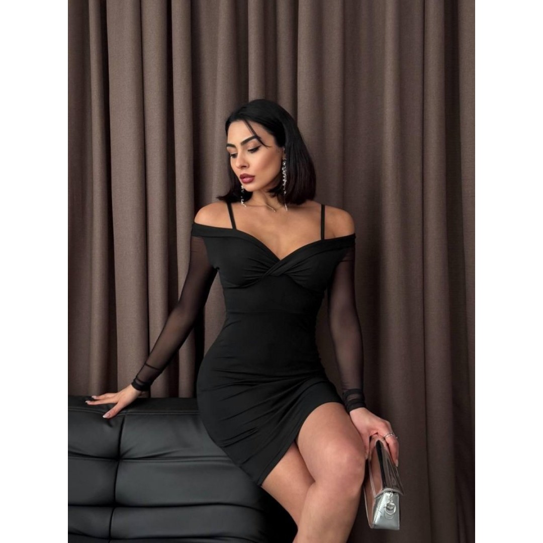 Omuz Detaylı Mini Elbise 158166 Omuz Detaylı Mini Elbise 158166