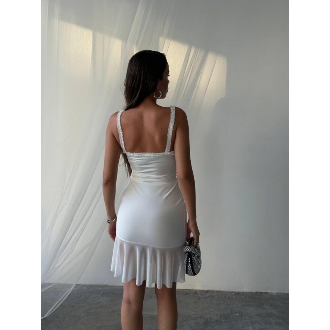 Gogus Burumcuk Lastik Li Eteği Tül Detay Elbise - 160235 Gogus Burumcuk Lastik Li Eteği Tül Detay Elbise - 160235