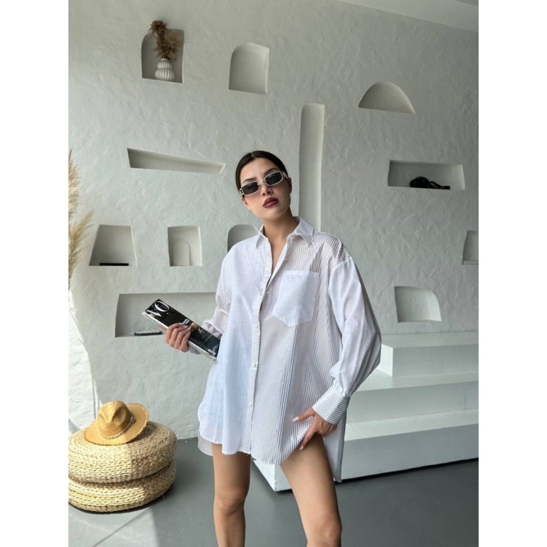 Oversize Çizgili Gömlek