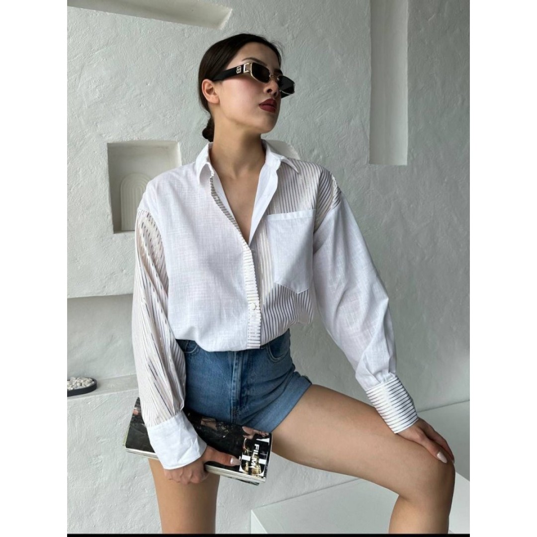 Oversize Çizgili Gömlek 160270 Oversize Çizgili Gömlek 160270