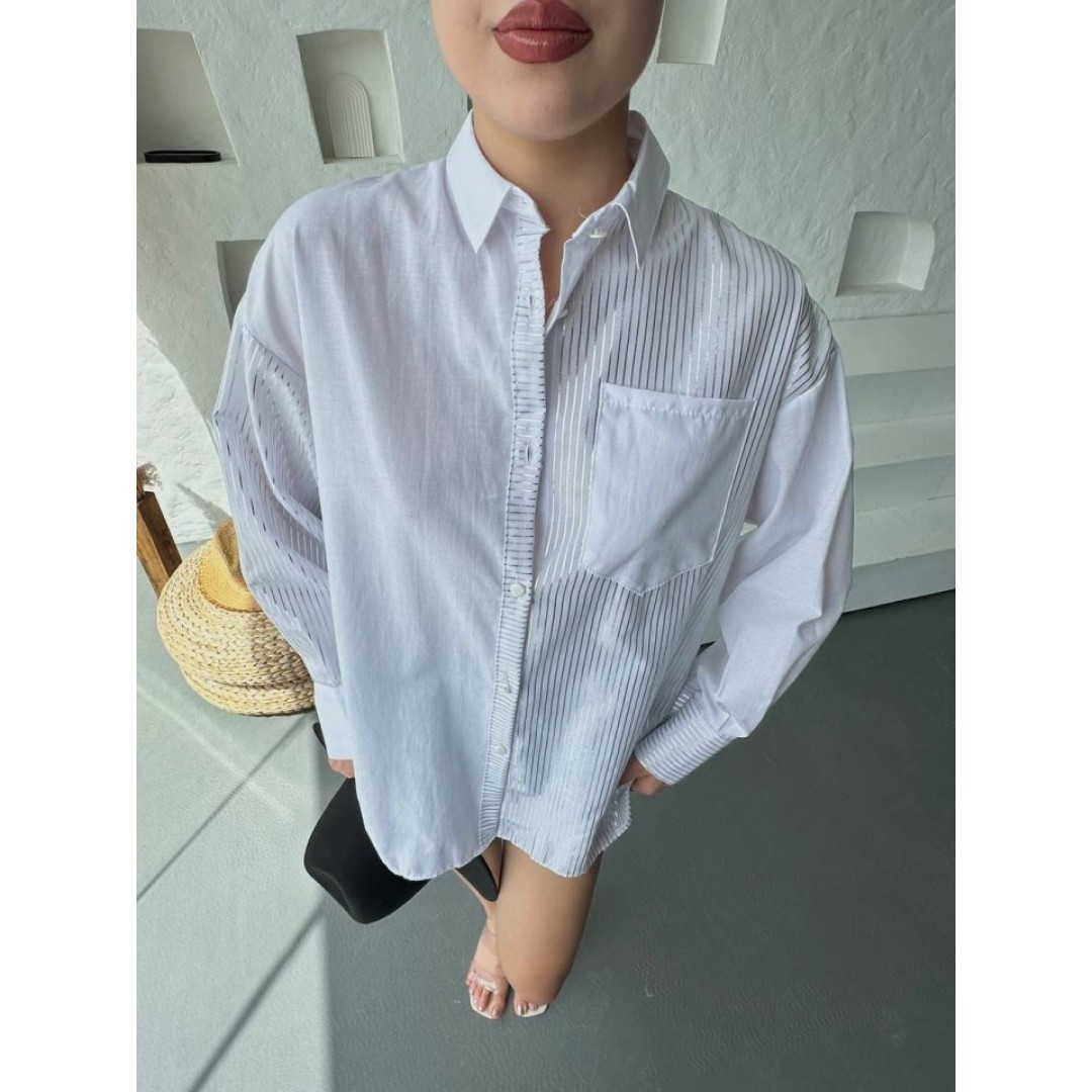 Çizgili Oversize Gömlek - 160271 Çizgili Oversize Gömlek - 160271