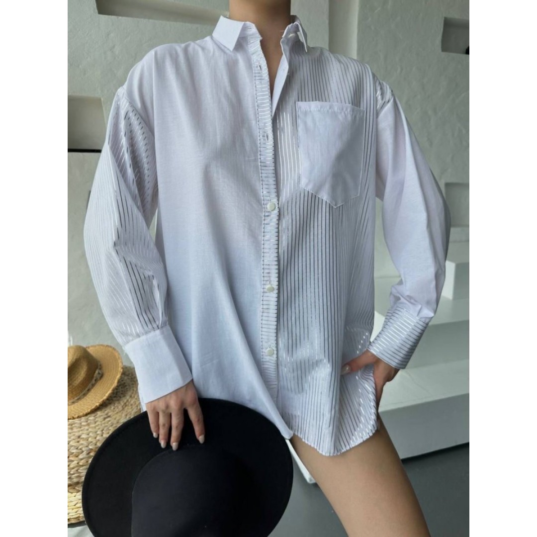 Çizgili Oversize Gömlek - 160271 Çizgili Oversize Gömlek - 160271