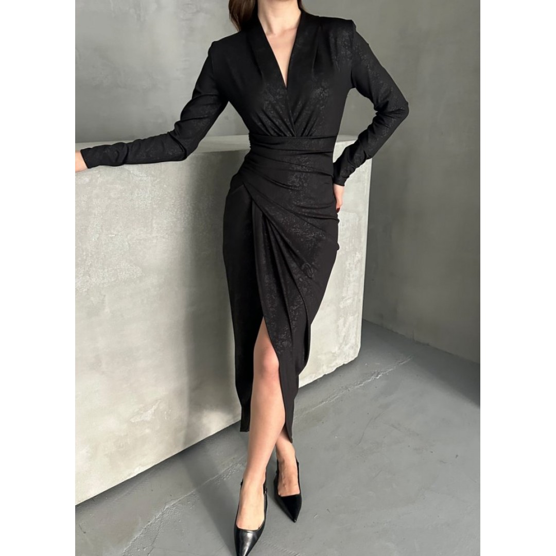 Drape Detaylı Midi Elbise - 160357