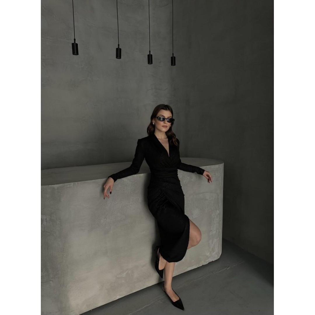 Drape Detaylı Midi Elbise - 160357
