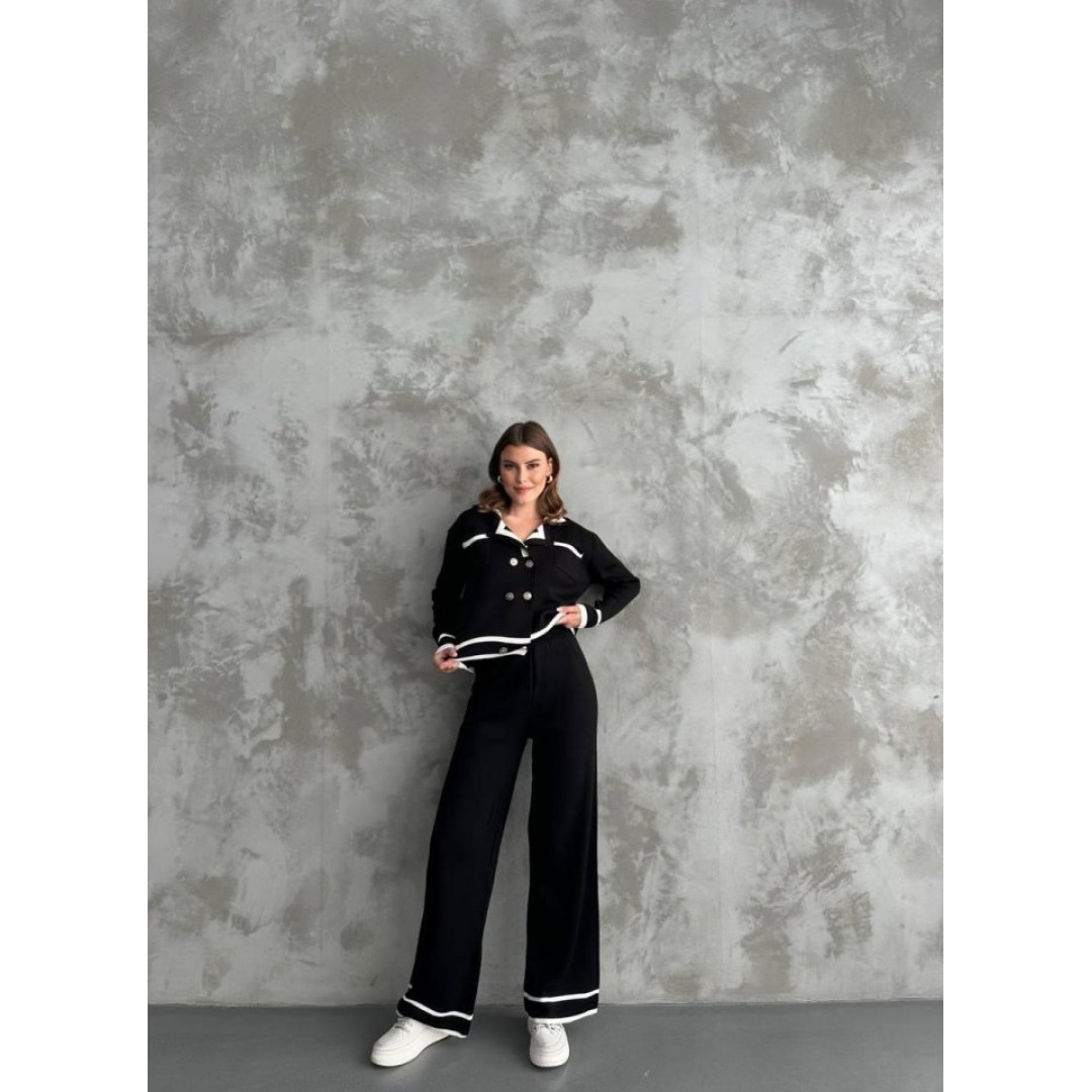 Şerit Detaylı Hırka Pantolon İkili Takım 160396 Şerit Detaylı Hırka Pantolon İkili Takım 160396