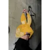 İki İplik Örümcek Baskılı Oversize Hırka - Sarı - 92611 İki İplik Örümcek Baskılı Oversize Hırka - Sarı - 92611