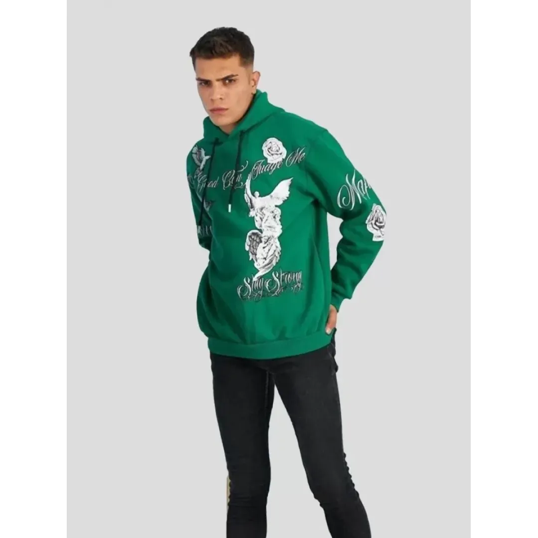 Erkek Kapüşonlu Strong Heykel Baskılı Sweatshirt - Yeşil - 92641 Erkek Kapüşonlu Strong Heykel Baskılı Sweatshirt - Yeşil - 92641