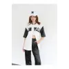 Complex Kolları Deri Kolej Oversize T-shirt - Beyaz - 92661 Complex Kolları Deri Kolej Oversize T-shirt - Beyaz - 92661